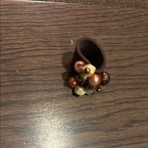 Brown Beaded Statement Ring